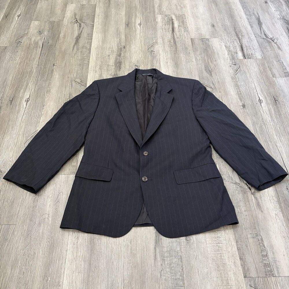 Vtg Brooks Brothers Pinstripe Navy 100% Wool Blazer Jacket Sz 41 S Made In USA